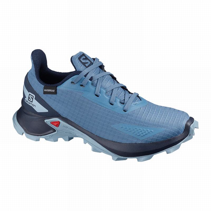 SALOMON ALPHACROSS BLAST CLIMASALOMON™ WATERPROOF Philippines - Kids' Trail Running Shoes - Blue/Nav